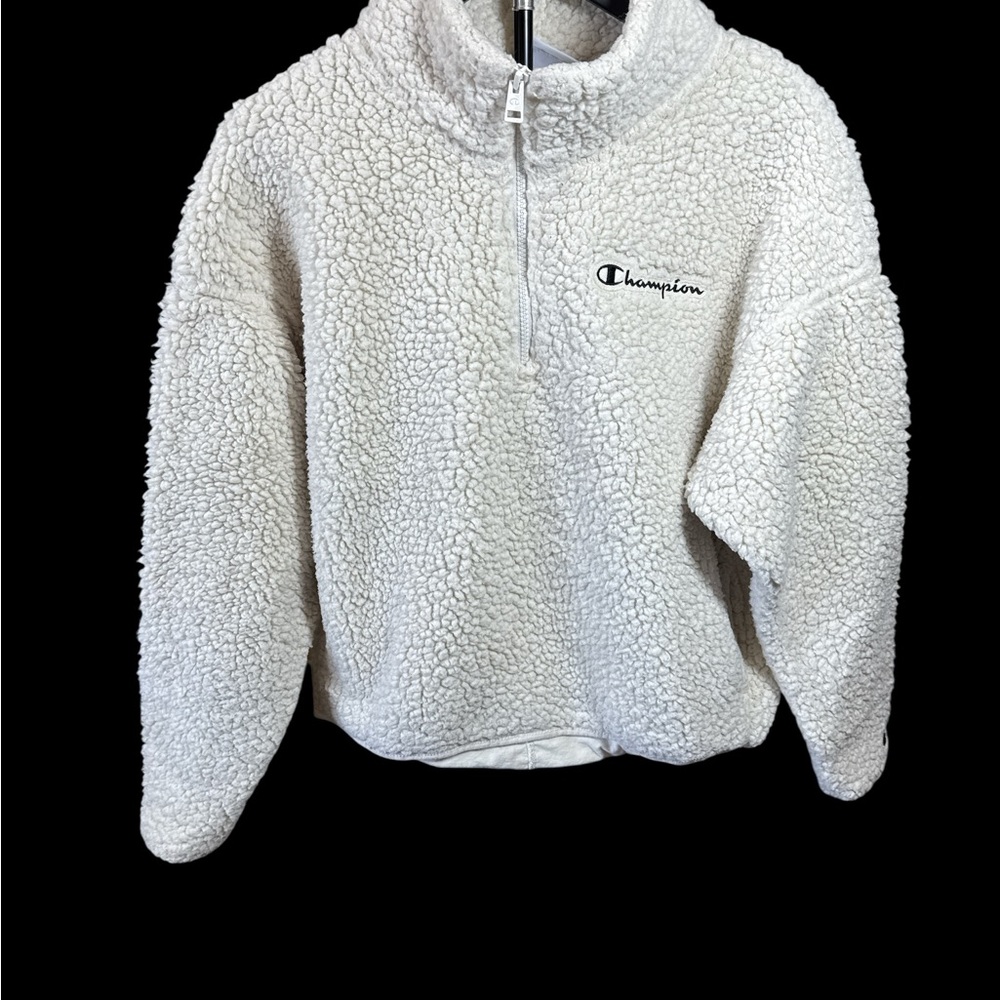 Champion Cream Sherpa Half-Zip Turtleneck Pullover